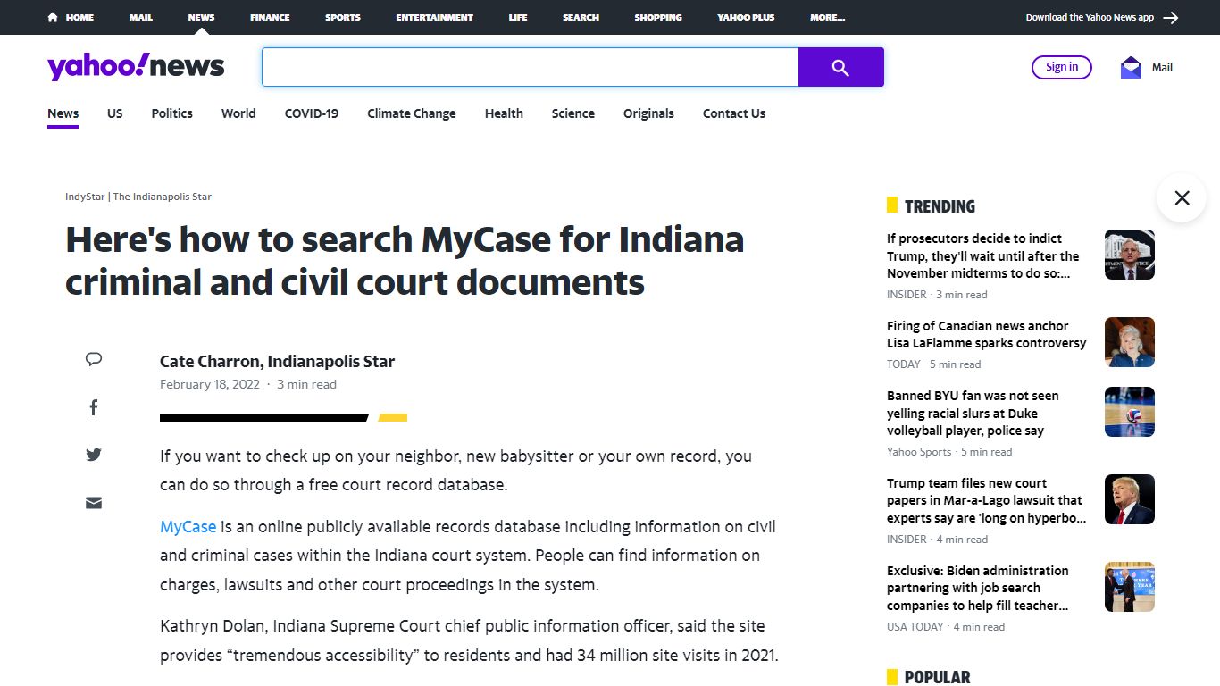 Here's how to search MyCase for Indiana criminal and civil court documents